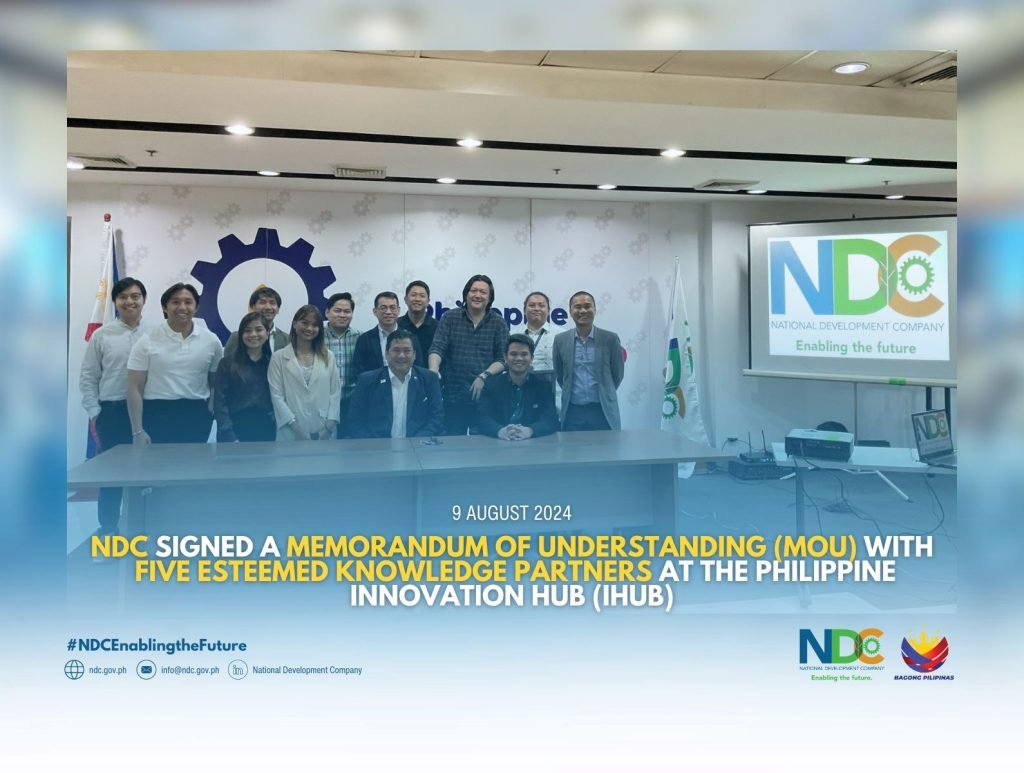 NDC signed a Memorandum of Understanding (MOU) with five esteemed knowledge partners at the Philippine Innovation Hub (IHub)
